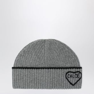 Chlo&eacute; Encoeur grey wool and cashmere cap