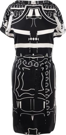 Herm&egrave;s Black And White Belted Silk Dress Tunic
