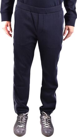 Emporio Armani Slim Fit Trousers With Vertical Logo Stripe