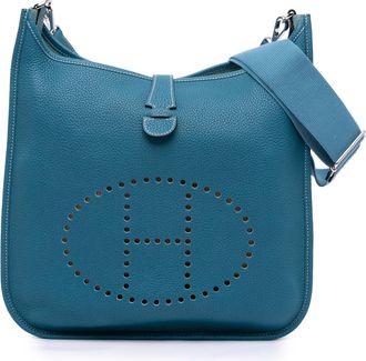 Hermès Pre-owned Womens Jypsiere Crossbody Leather Bag - Teal - One Size