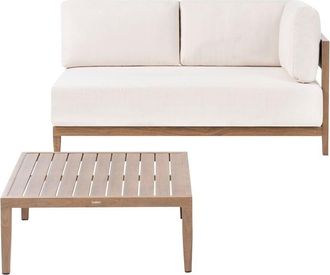 Beliani Garden Sofa with Table 2 Seater SAMPIERI Metal Brown