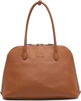 Miu Miu Pre-owned Miu Miu Softy Calfskin Embossed Logo Shoulder Bag Ladies HL1G89SMO6ZYA51F