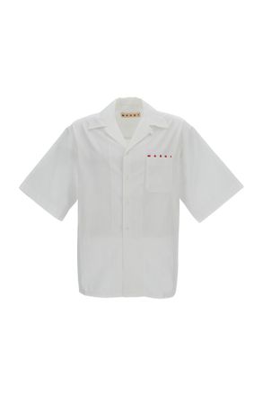 Marni White Cotton Short-Sleeve Logo Shirt