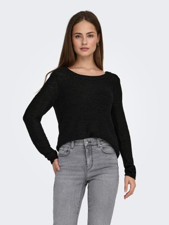 Only Strickpullover ONLY ONLGEENA XO L/S PULLOVER KNT NOOS, Damen, Gr. XXL, schwarz, Strick, Obermaterial: 65% Polyacryl, 35% Polyamid, unifarben, regular 