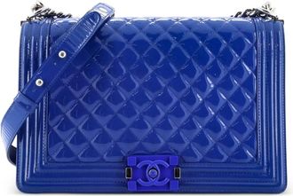 Chanel Boy Flap Bag Quilted Patent New Medium shoulder bag - Blauw