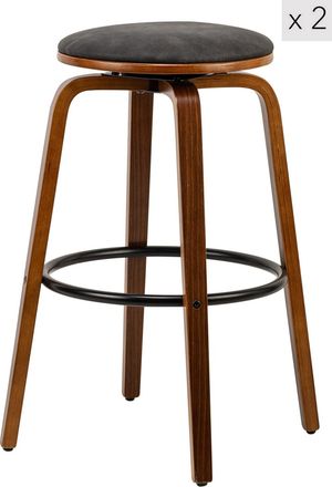 Nordlys Set 2 taburetes altos en madera y tejido negro