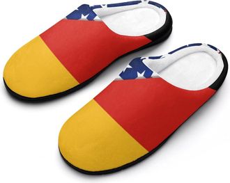 Generic U.S. Flag And German Flag Cotton Slippers for Women Indoor Outdoor Slipper Slip-On Memory Foam Home Shoes
