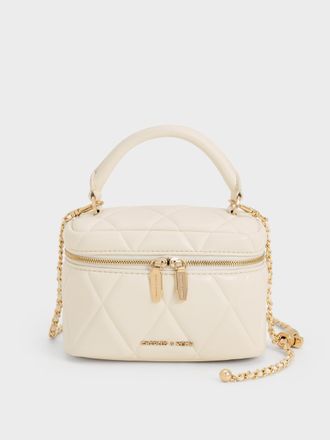 Charles & Keith Arwen Quilted Top Handle Vanity Bag