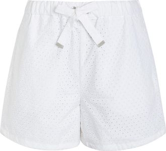 Moncler Logo-appliqu&eacute;d Embroidered Cotton Shorts - White - 42 (UK10 / S)