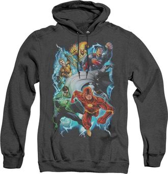 Gildan Justice League of America Electric Team Adult Heather Hoodie / Hooded Sweatshirt