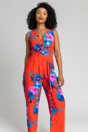 Roman Floral Print Tie Waist Jumpsuit