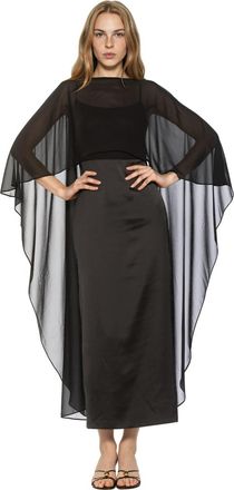 Alexia Admor Satin Gown With Chifon Overlay in Black at Nordstrom, Size 10