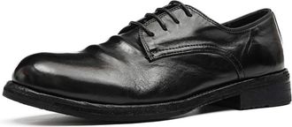 Generic Mens Low Chunky Heel Office Dress Shoes Lace Up Vintage Oxfords Round Toe Casual Shoes,Black,7.5 UK