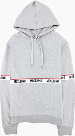 Moschino Mens Moschino Underwear Tape Logo Lounge Hooded Sweatshirt Grey 0489 - Size: 32/30/31