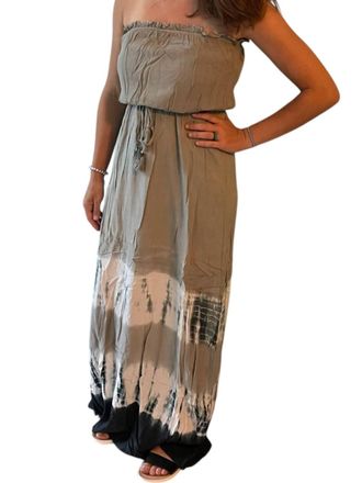 She + Sky Woven Tie Dye Strapless Maxi Dress In Multi Color