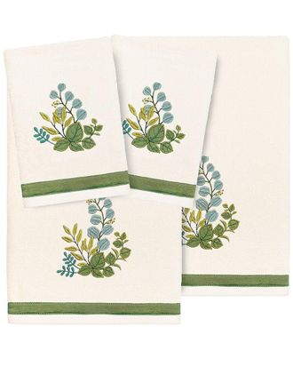 Linum Home Textiles 100% Turkish Cotton Botanica 4Pc Embellished Towel Set