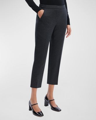 Theory Treeca Virgin Wool Flannel Cropped Pull-On Pants