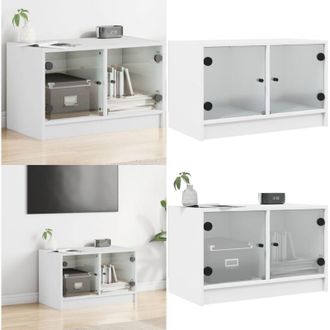 vidaXL Mobile Porta TV con Ante in Vetro Bianco 68x37x42 cm - Armadio TV - Armadio in vetro