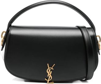 Saint Laurent Schoudertas met logoplakkaat - Zwart