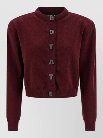 Rotate knit cardigan long sleeves crew neck buttons