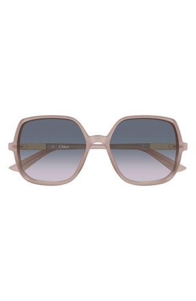 Chlo&eacute; 55mm Gradient Geometric Sunglasses in Beige at Nordstrom