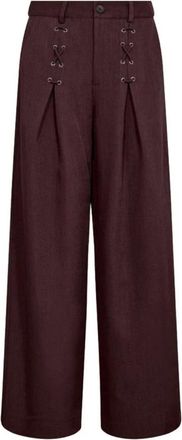 Co'Couture Luna CC Eyelet Wide LL Pants - Dames - Wijde Broeken - Rood - XS - Polyester - Broeken