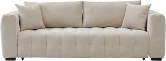 VENTE-UNIQUE.COM Sof&aacute; cama poli&eacute;ster 3 plazas beige 240x97cm