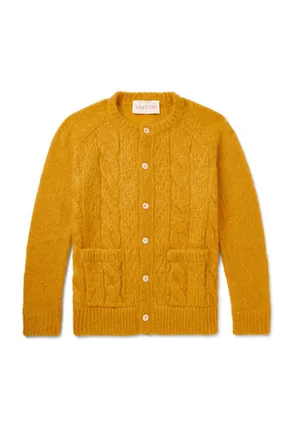 Valentino Garavani Cable-Knit Mohair-Blend Cardigan