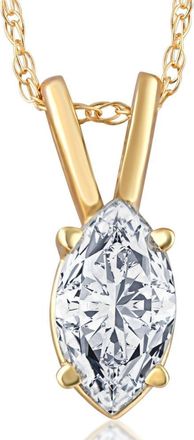 Pompeii3 3/8Ct Marquise Natural Diamond Solitaire Pendant White or Yellow Gold Necklace