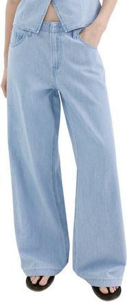 Mango Mid Rise Wide Leg Jeans in Light Blue at Nordstrom, Size 12