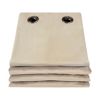 MOONDREAM Cortina ac&uacute;stica de terciopelo ollaoss beige mc15 130lx260h