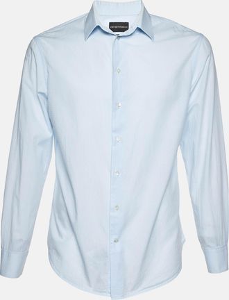 Emporio Armani Blue Patterned Cotton Shirt