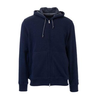 Brunello Cucinelli MenS Blue Wool Zip Hoodie, Size S