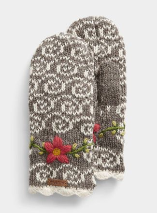 Alma Womens Floral embroidery mittens