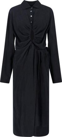 Maison Margiela Black Draped Cut-Out Cupro Midi Dress