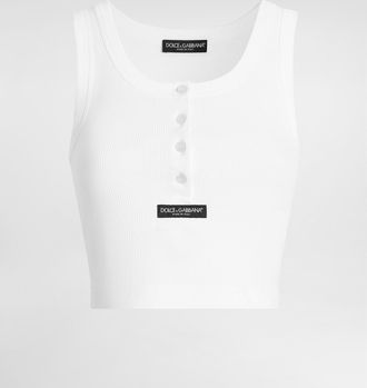 Dolce & Gabbana Ribbed Tank Top - Woman T-shirts And Sweatshirts White Cotton 38