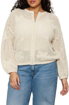 Sanctuary Daily Escape Front Zip Knit Sweater in Collagen at Nordstrom, Size 3 X