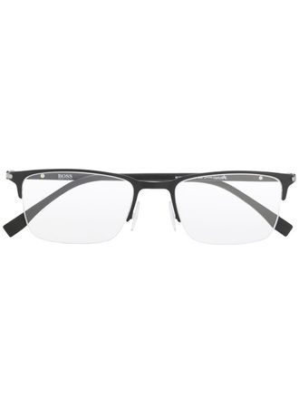 BOSS 1007 003 rectangular glasses - men - stainless steel/Acetate - 52 - Black