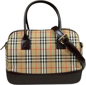 Burberry Pre-owned Vintage Boston Bag - Dames - Vintage Handtas - Beige - ONE Size - Leer - Vintage