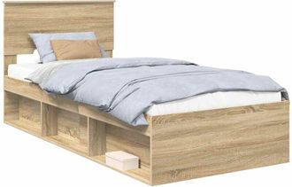 vidaXL Estructura De Cama Con Cabecera Roble Sonoma 90 X 200 Cm Vidaxl