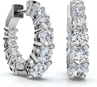 Pompeii3 2Ct Graduated Round Diamond Hoops 14k Gold 5/8 Tall EF/VS