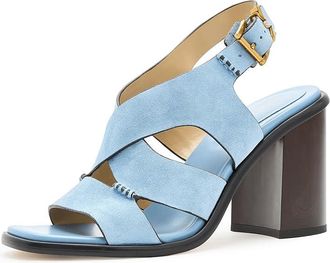 Michael Kors Raven Block Heeled Sandals Womens Sandals Chambray : 8.5 M, Leather