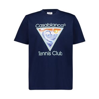Casablanca T-Shirts, male, Blue, XL, Tennis Club Icon T-Shirt