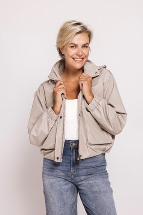 Zhrill Kurzjacke ZHRILL ZHBIRA Kurzjacke, Damen, Gr. L, grau, Web, Obermaterial: 100% Polyester, unifarben, l&auml;ssig geschnitten h&uuml;ftlang, Rundhals, elastische