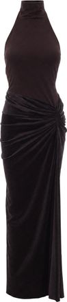 Andamane Dark Brown Jessie Open Back Velvet Maxi Dress