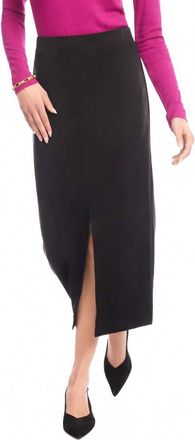 Karen Kane Faux Suede Front Slit Skirt In Black