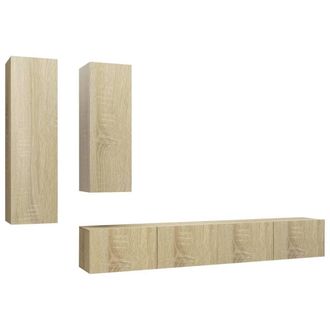 Berkfield Home 4 Piece TV Cabinet Set Sonoma Oak Engineered Wood in Brown