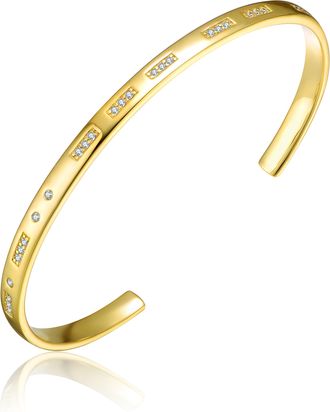 Rachel Glauber 14k Gold Plated Cubic Zirconia Cuff Bracelet