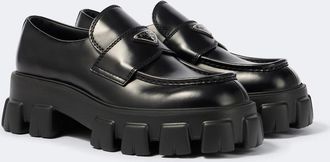 Prada Logo leather platform loafers