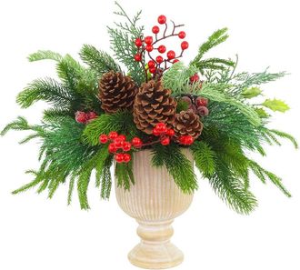 Creative Displays Inc. Handmade Classic Holiday Arrangement With Evergreens, Berries & Pinecones